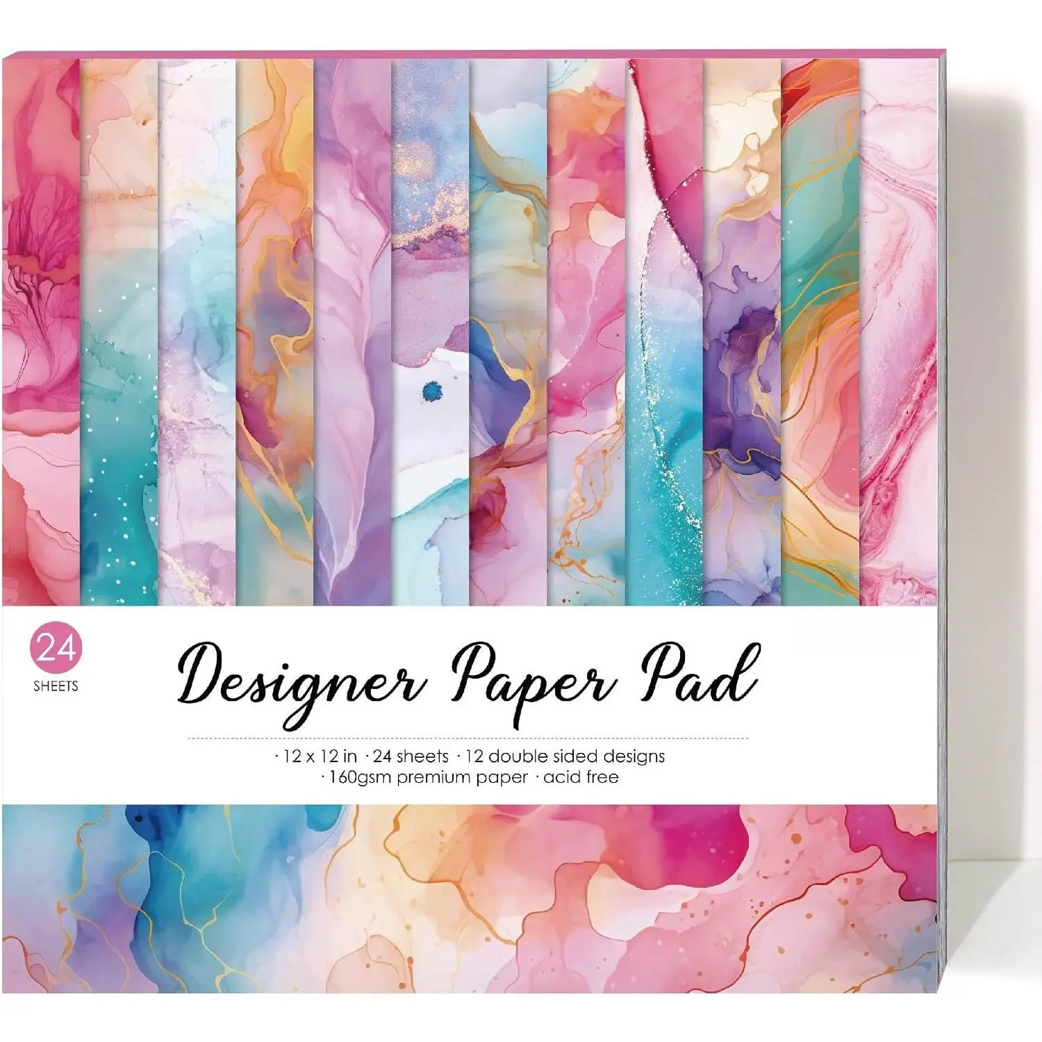 12x12 in Candy Marble Decorative Cardstock Paper, Modern Crafts Supply for Card Making, Scrapbooking & Journaling