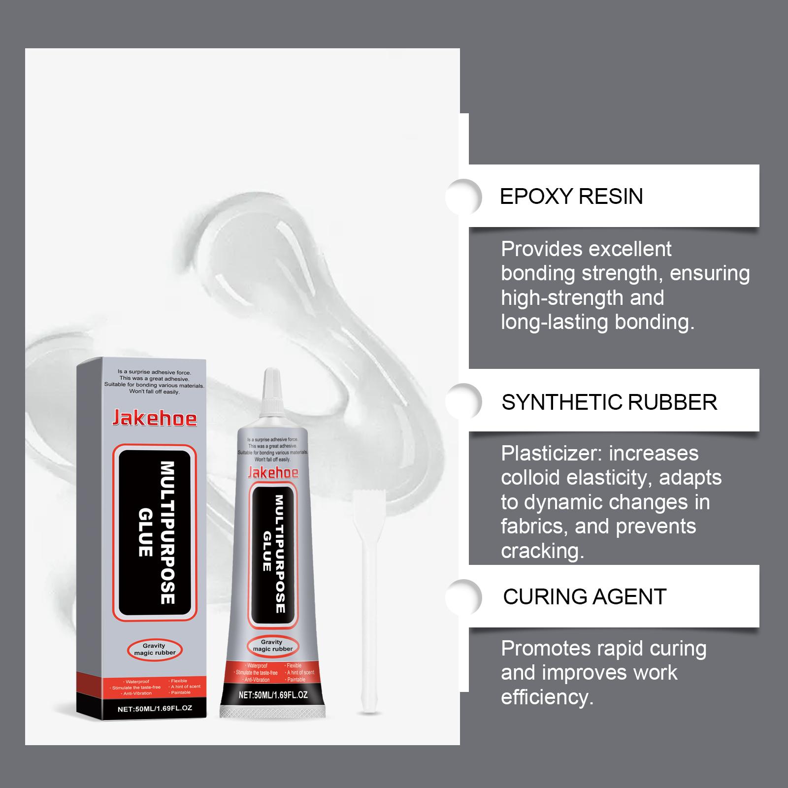 Jakehoe Multi-Purpose Glue, Liquid Adhesive Waterproof Leather Fabric Patch Cracks Multi-Purpose Glue