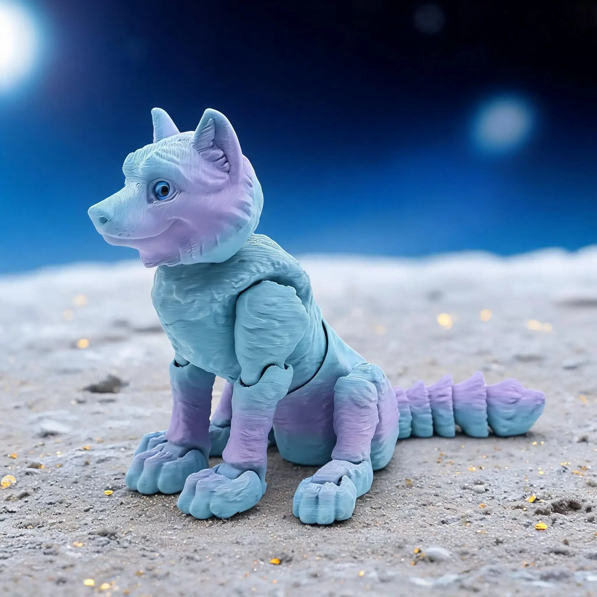 3D Printed Wolf Figurine Articulated Animal Figurines Decorative Animal Design Statue with Realistic Eyes, Perfect Gift for Halloween Christmas Any Occasion Home Decoration Animal Decorations
