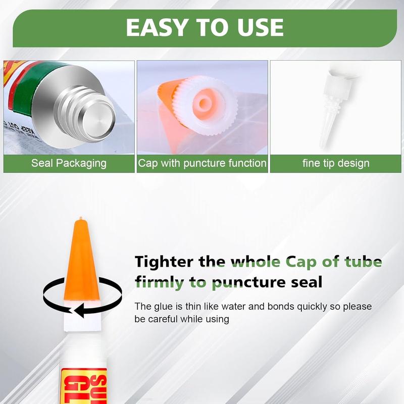 12 X 3g Super Glue Clear,  Adhesive,Super Glue Fast Drying Cyanoacrylate Glue for ,Rubber,Leather, Plastic, Metal, Rhinestone , DIY Crafts and More