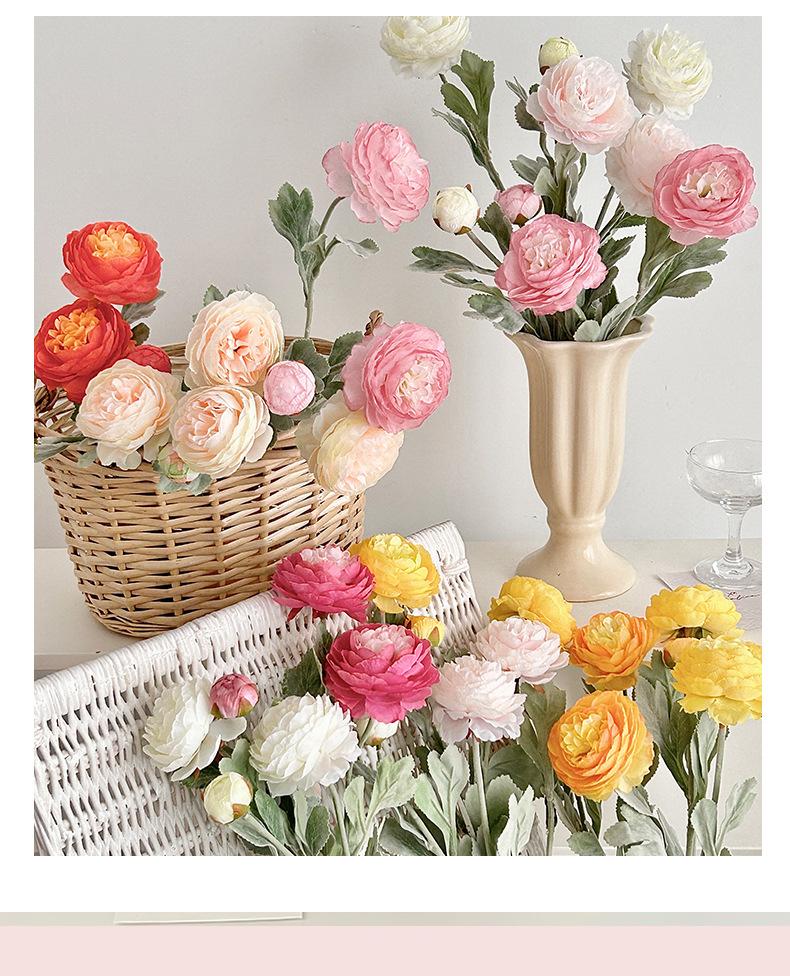 3 artificial flocked lotus flowers, faux peonies for home living room and window decoration, popular on TikTok and Xiaohongshu