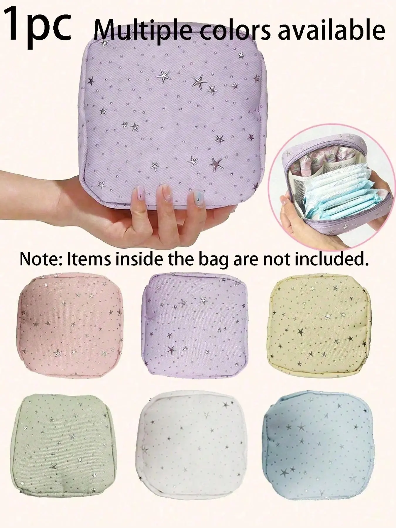 Multifunctional Sanitary Pad Storage Bag, Golden Star Makeup Organizer, Travel Essential, Perfect for Cosmetics, Period Products, Gifts