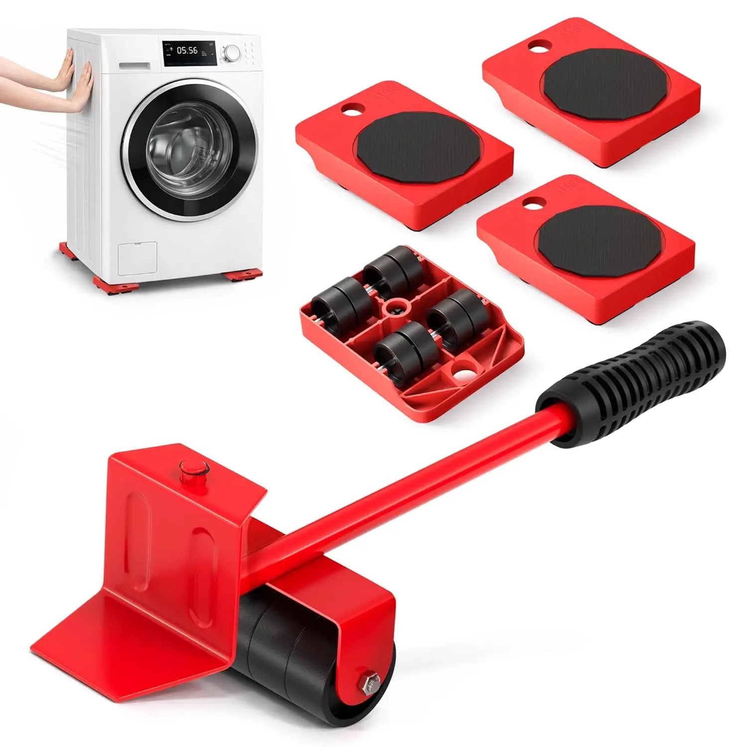 Furniture Movers with Wheels, Up to 220 Lbs Lifter with 4| Furniture Lifting Tool Set; 11.9 In Lever; ABS Rollers; for Sofas, Beds & Dressers; Hard Floors Only, Not for Carpet