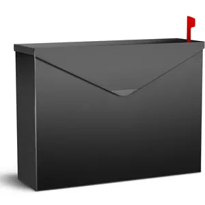 Large Capacity Wall Mount Mailbox with Flag, Rust-Proof Galvanized Steel, 14.2x10.4x4.3 Inches, Quiet Stay-Open Lid