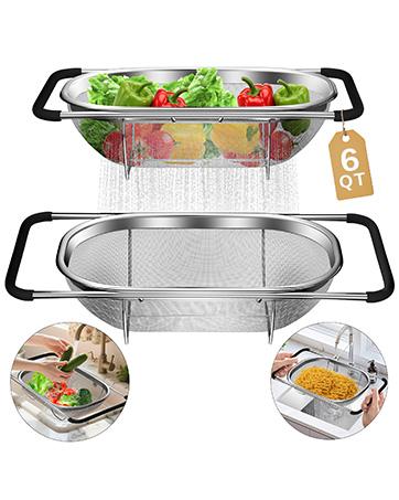 4-1 Colander with Bowl Set - Rotatable Colander for Kitchen(Patented) - Strainers and Colanders - Pasta Strainer with New Upgraded Graters for Fruit Veggie Fun Kitchen Presents - White