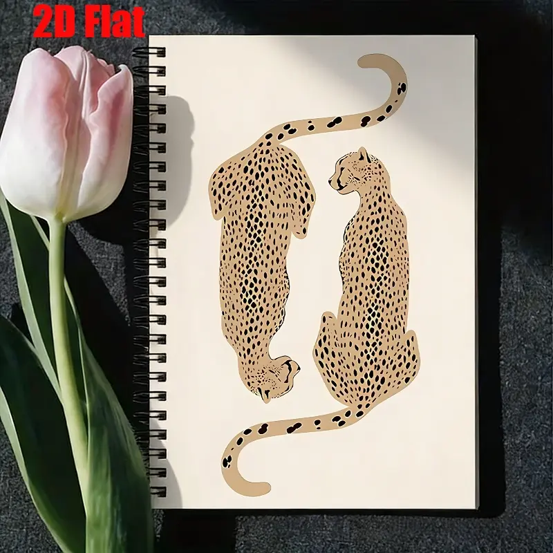 1 Spiral Notebook with Cheetah Design, 5.7x8.26 Inch, High-Quality Lined Pages, Durable Binding, Perfect for Daily Journaling, Travel Notes, Back to School Supplies, Office Work, Birthday Gift, Holiday Present for Students, Writers and Animal Lov