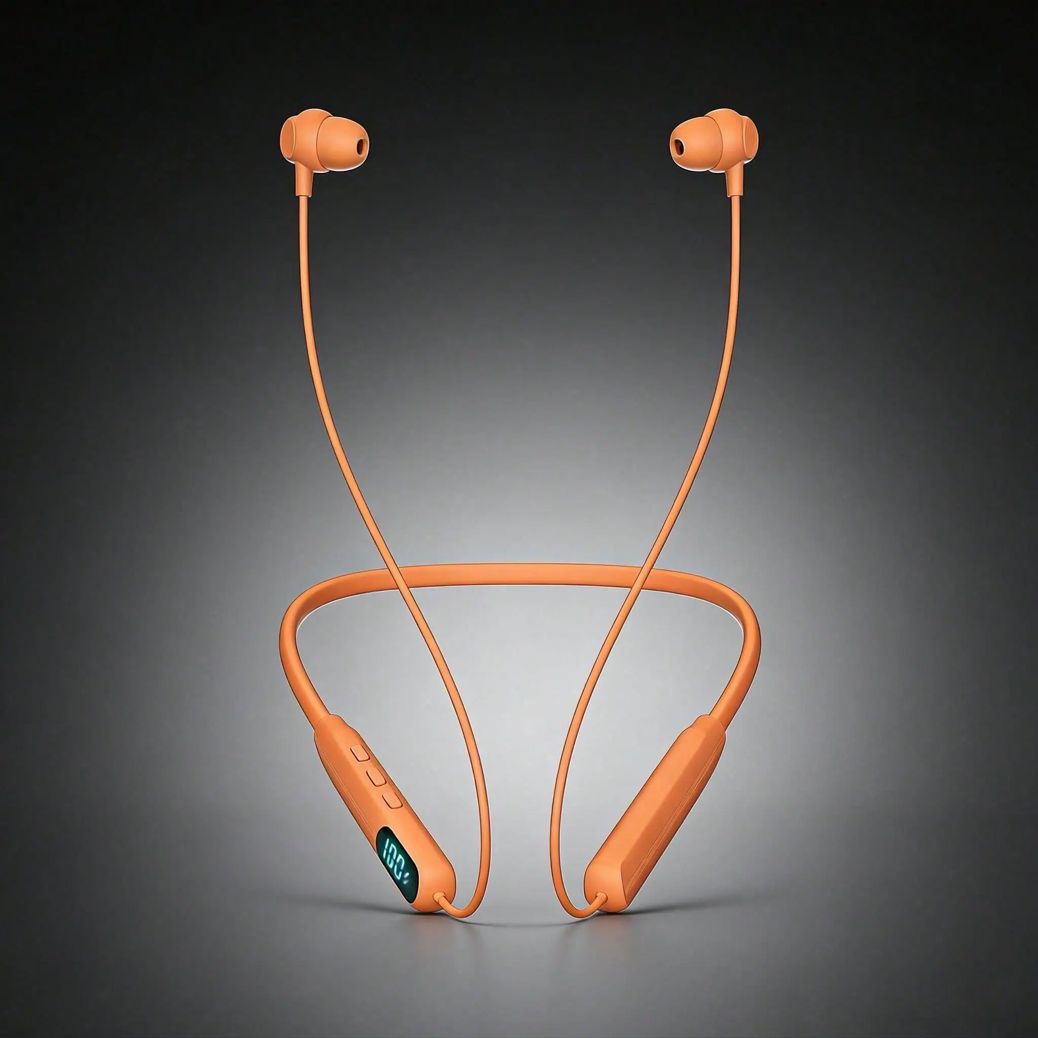Safety Orange Work Neckband Earbuds Bluetooth 5.4 | 72H Long Playtime, LED Power Screen, IPX4 Sweatproof, Glove Friendly Buttons For All Day Warehouse & Courier Long Shifts,Noise