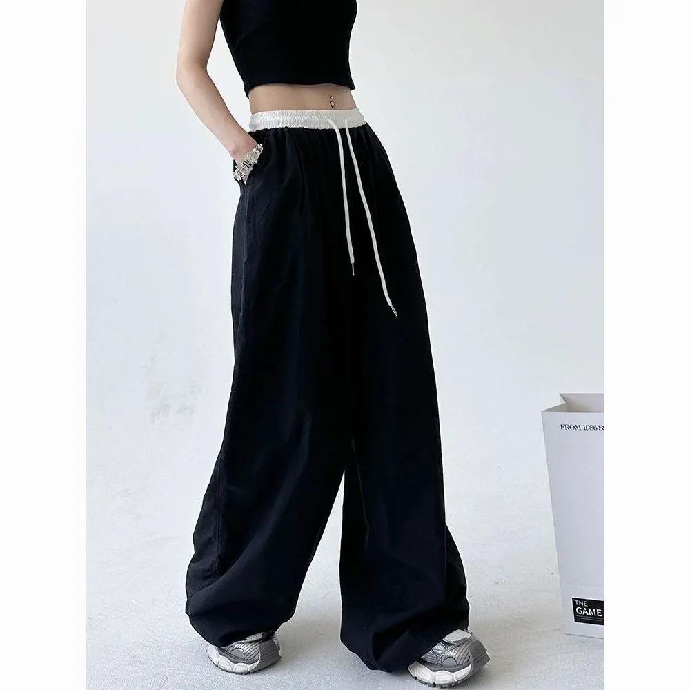 High Street Women's Wide Leg Pants Drawstring Y2K Gothic Hip Hop Lady's Cargo Pants Hotsweet Matching Female Trousers Summer New
