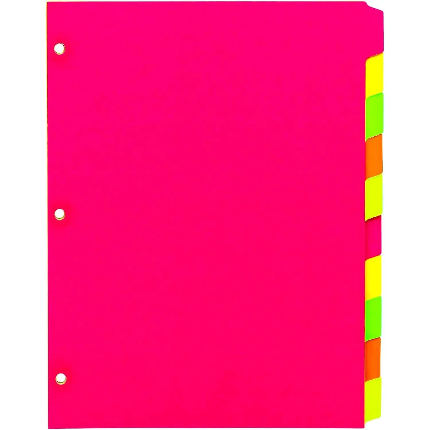 10 Part Dividers – 1 Pack of 10 Tabbed Set for 3-Ring Binder, Page Separators for Home, Office, School Organization – 8.5 x 11 Inches – Neon Colors
