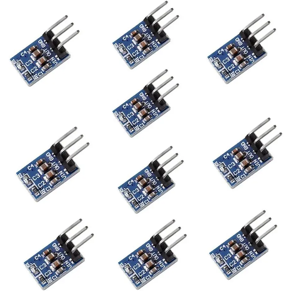 10 Pack AMS1117-3.3 3.3V Voltage Regulator DC 4.75V-12V Step Down Buck Power Supply Module 800mA 3-PinGift