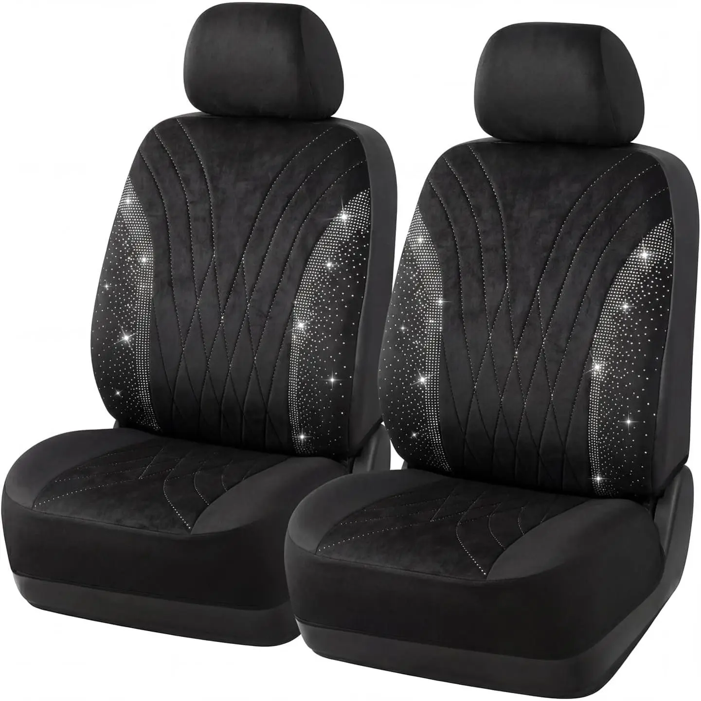 Bling   Seat Covers for Front Seats, 2 count Sparkly Rhinestone  Seat Covers,  Fit  Seat Protectors for  SUVs , Black Interior Accessories for Women Girls