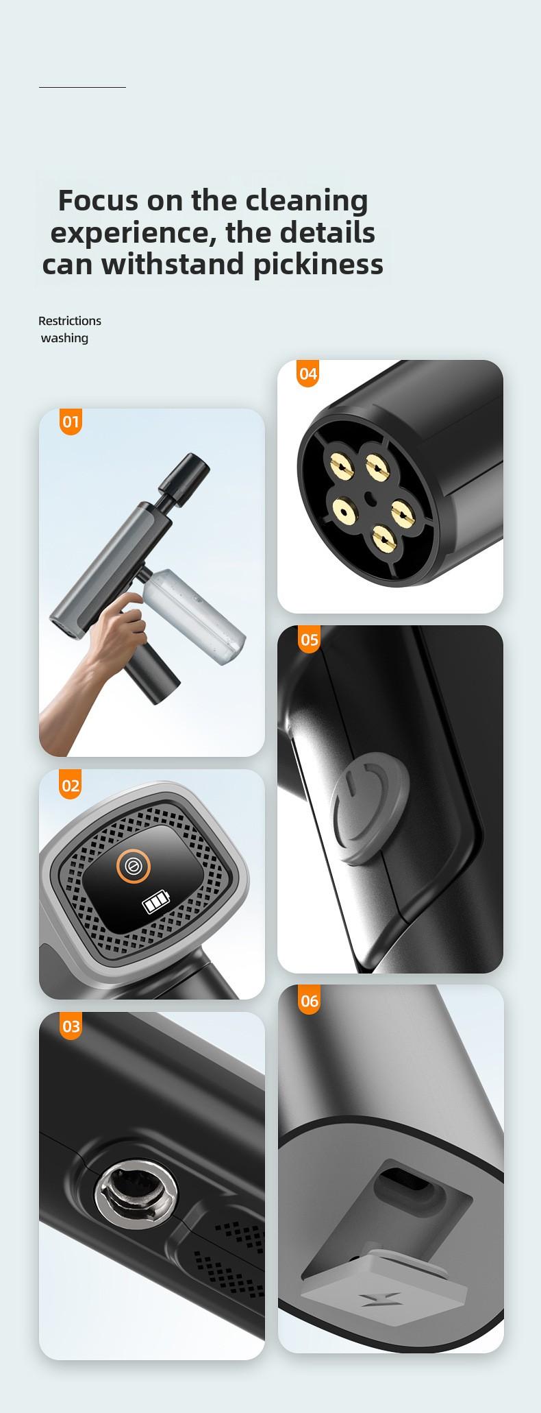 Cordless High Pressure Car Wash Gun, Foldable Portable High Power Washer, Rechargeable Lithium Battery Automatic Cleaning Gun