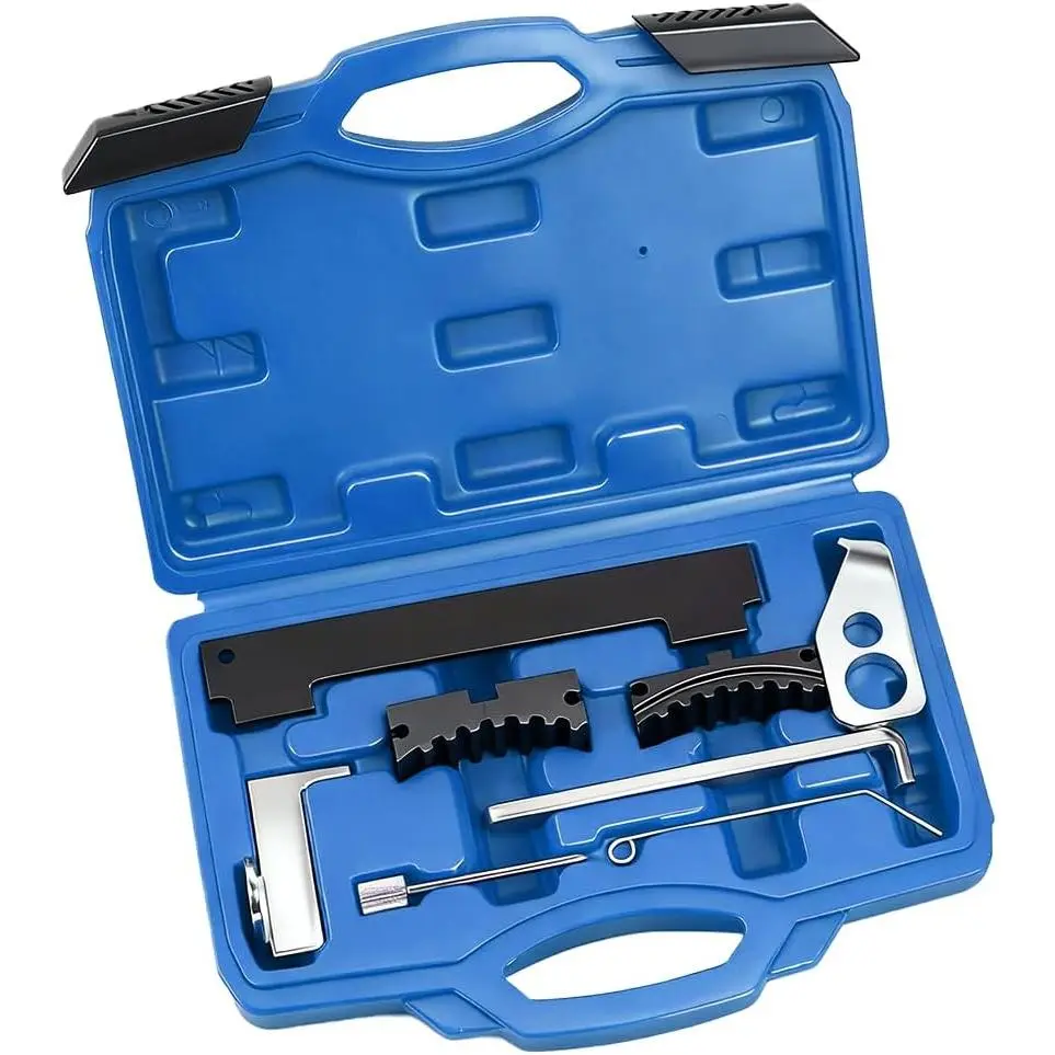 Car Timing Tool Kit, Vehicle Engine Camshaft Tensioning Locking Alignment Timing Belt Set, Automotive Camshaft Holding Tool Accessories, Compatible with 16V 1.4 1.6 1.8 en6340 km6340 (Blue)