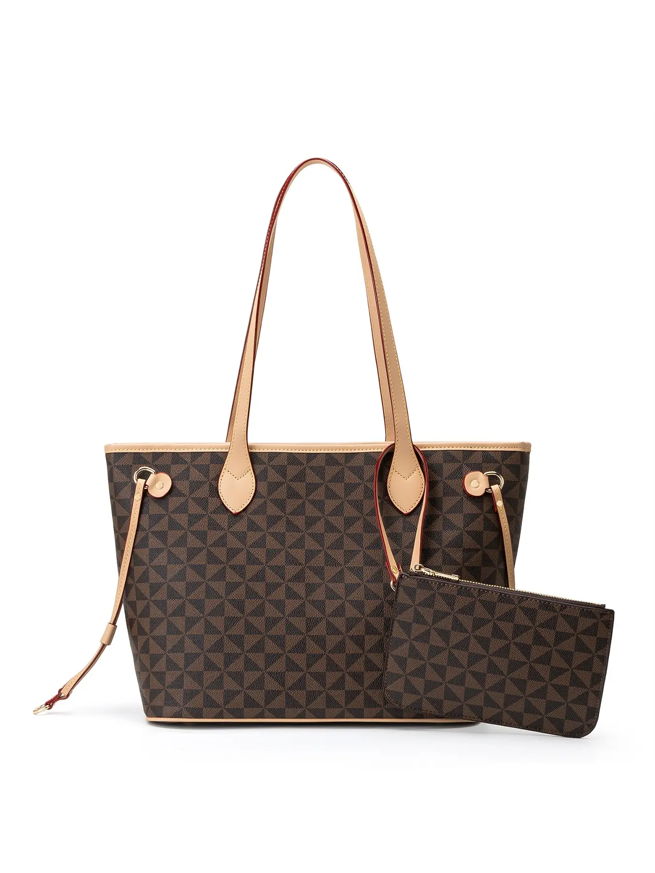 Women's Versatile Tote Bag Set, 2-Piece Matching Tote Bags, Geometric Pattern Simple Shoulder Shopping Bag, Fashionable Ladies' Handbag