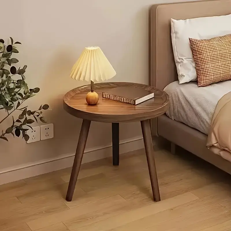 1pc a Vintage Circular Wooden Side Table - Featuring Robust Legs, Ideal for Living Rooms, Bedrooms, Compact Areas, Home Decor, And Easy Assembly