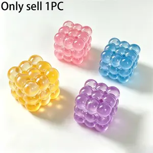 Transparent Gradient Bubble Cube Squishy Toy, 4 Macaron Colors Slow Rebound TPR Squeeze Fidget Toy, ASMR Stress Relief Anxiety Toy for Kids & Adults, Only 1 Piece Per Order
