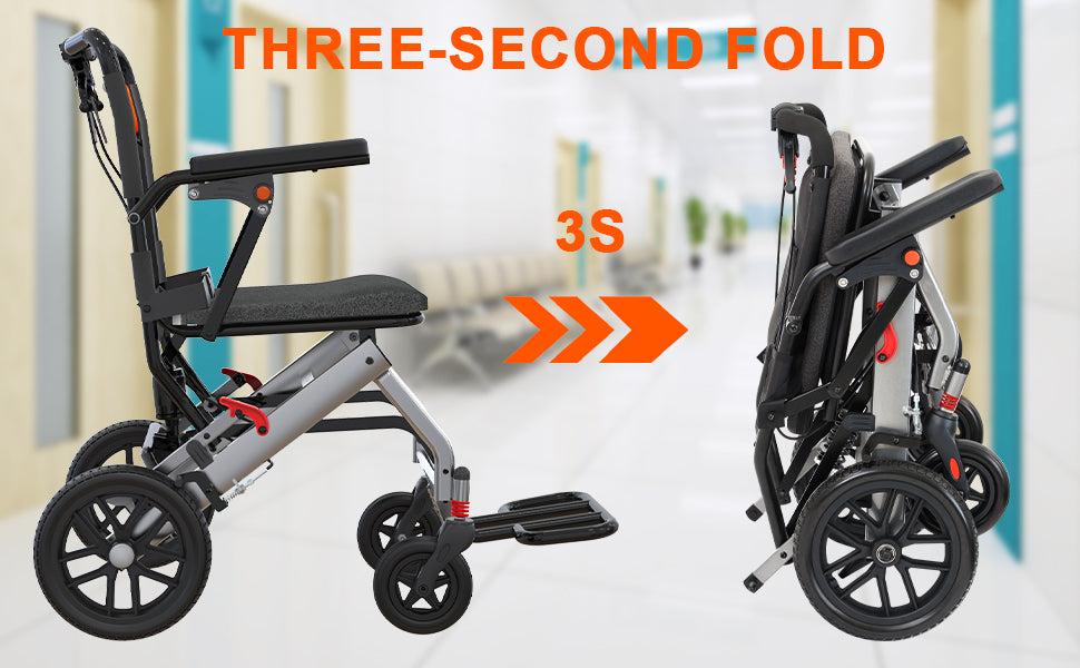 【GARVEE】Lightweight Folding Wheelchair for Seniors with Aviation Aluminum Frame, Flip Armrests, Secure Brakes, Spacious Seating, Ideal for Safe Transfers Indoors and Outdoors in Gray Orange 【GARVEE】Lightweight Folding Wheelchair for Seniors with Aviation Aluminum Frame, Flip Armrests, Secure Brakes, Spacious Seating, Ideal for Safe Transfers Indoors and Outdoors in Gray Orange