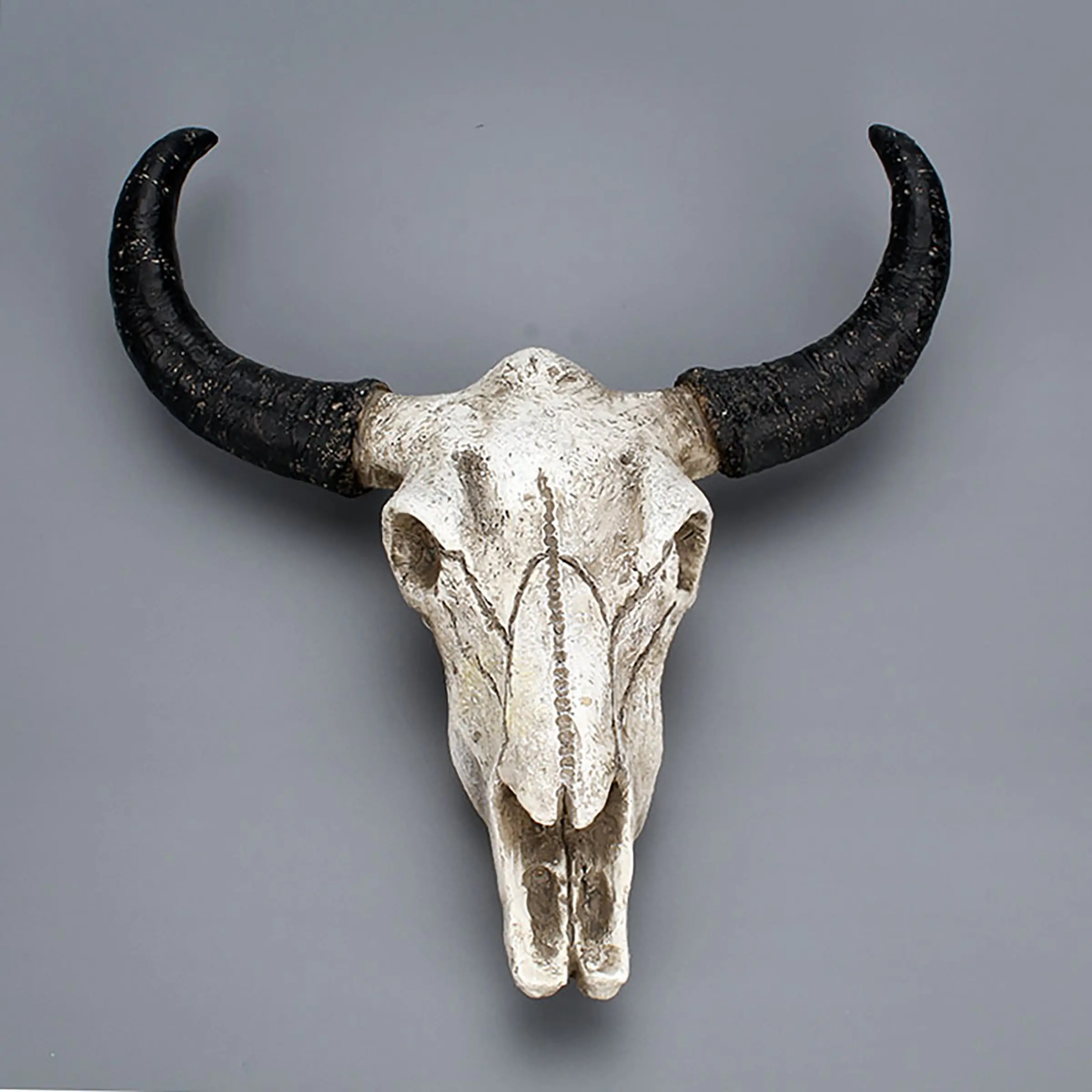 Halloween Cow Skull Decor, 9.05in Realistic Statue Skeleton Animal Head Bull Head Skull Wall Hanging Art Home Wall Decor
