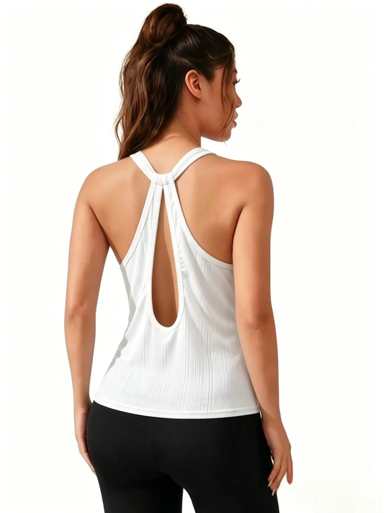 American Style Clean Girl Striped Tank Top, Breathable Slim-Fit Yoga Innerwear, Casual Plain Surface Design, All-Season Universal Sports, Summer Active Wear