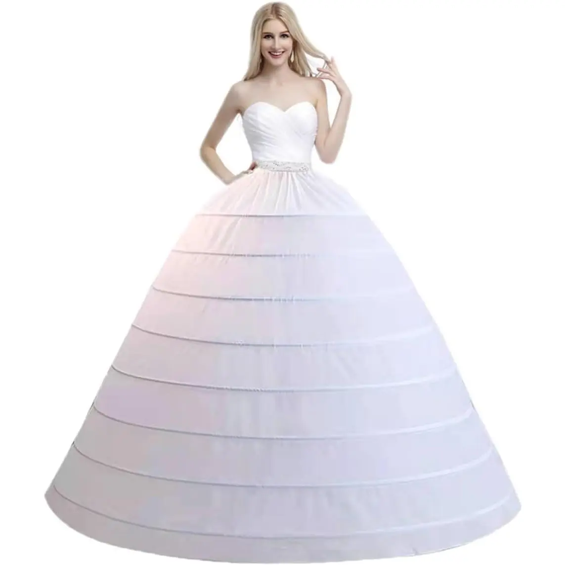 Hazhlko Women's 8 Hoops Super Puffy Petticoats Half Slip Skirt Floor Length Underskirt for Wedding Ball Quinceanera Dress