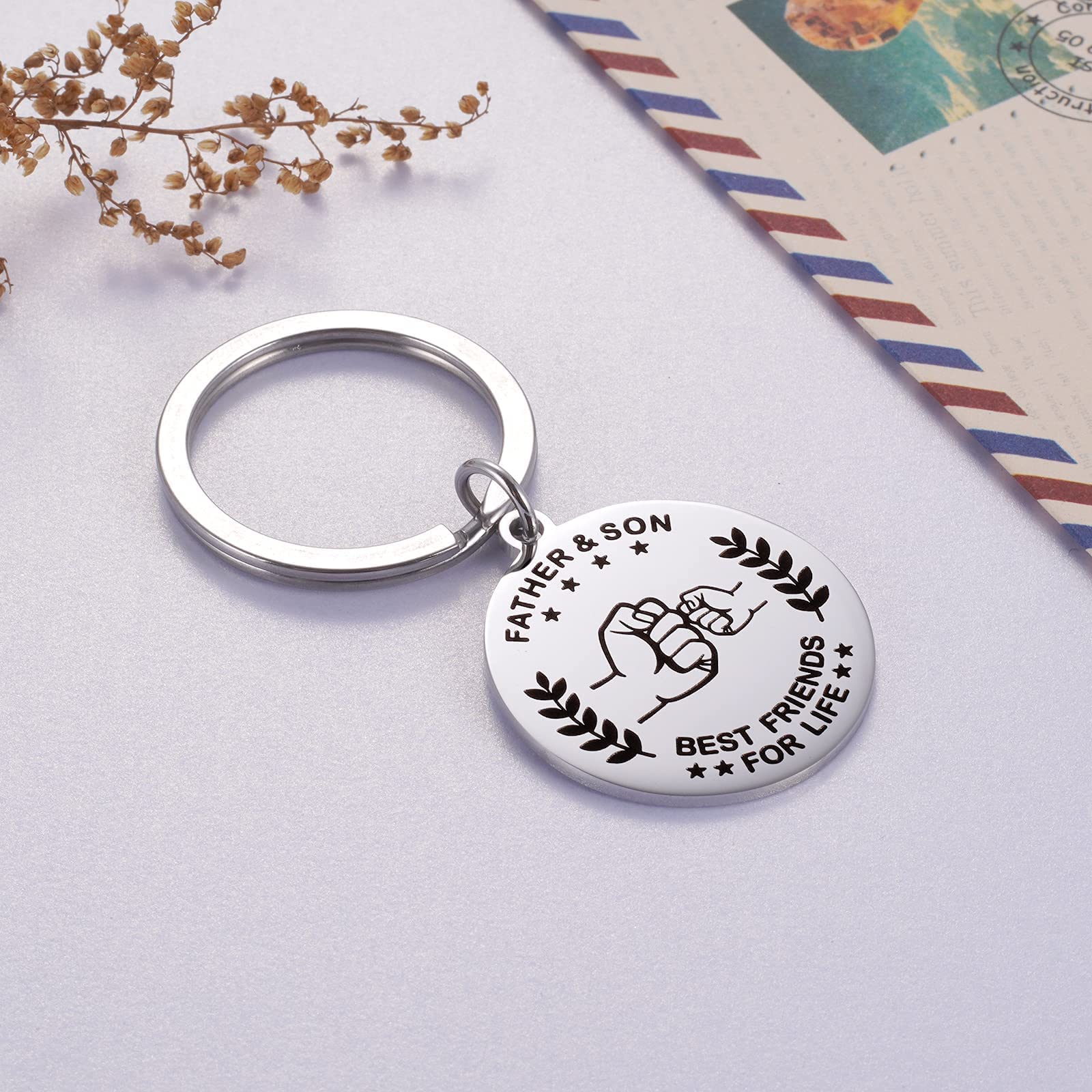 Dad Keychain from Son Funny Papa Key Chains Gifts for Daddy Unique Fathers Day Birthday Christmas Presents