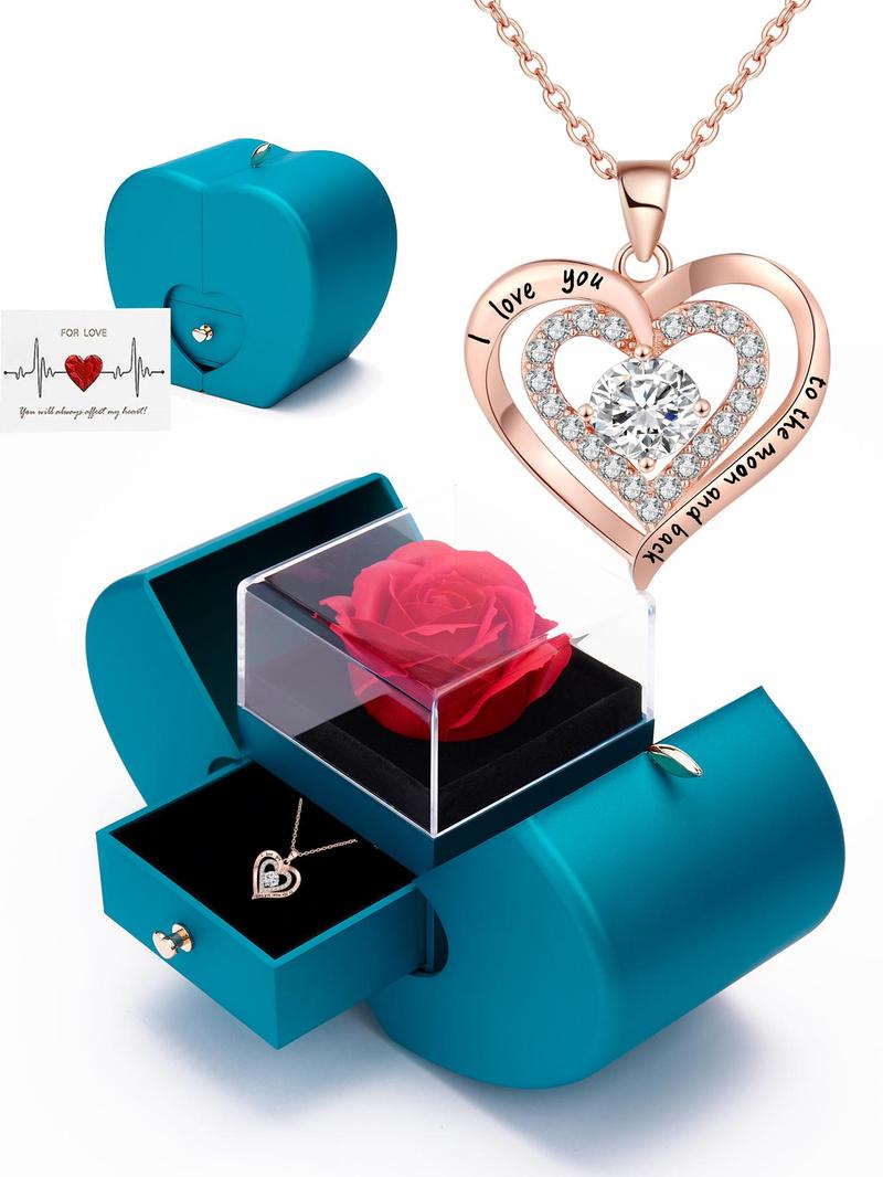 Hollow Out Heart Pendant Necklace, Fashion Rhinestone Decor Clavicle Necklace, Ideal Gift for Wife, Daughter, Mom, Grandma & Girlfriend