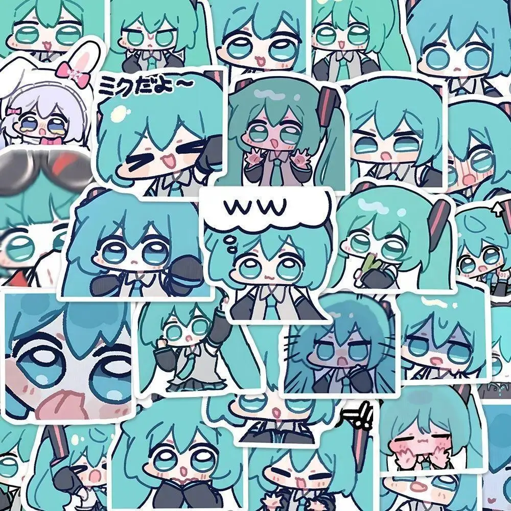 96 Chibi Hatsune Miku Stickers - HD Miku Emoji Stickers for Journals, Pads, Desktop Decoration DIY