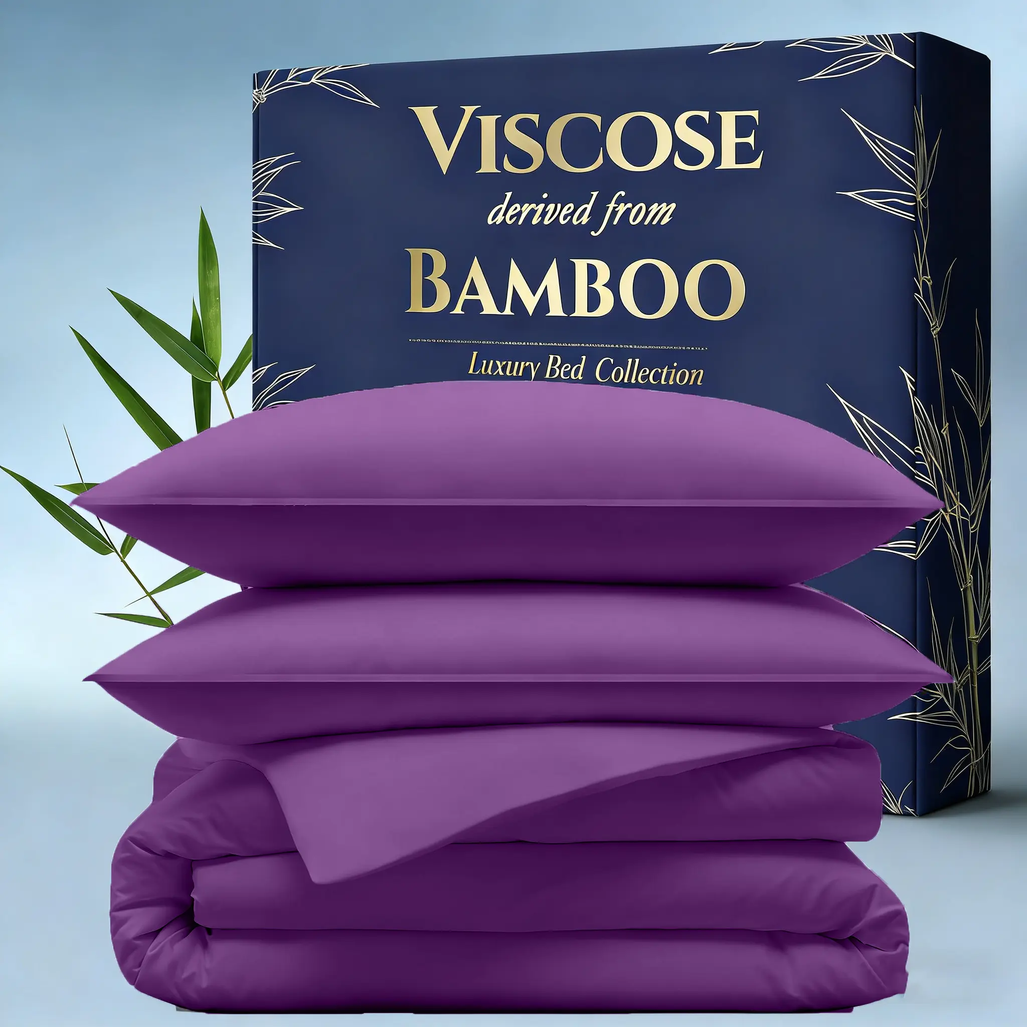 3PC 2000TC Bamboo Viscose Quilt Cover Set - Full/Queen/King Sizes, Ultra Soft Bedding with 2 Pillowcases, Wrinkle Resistant, All Seasons, Breathable, Easy Care, Luxury Bedding (Comforter Not Included)