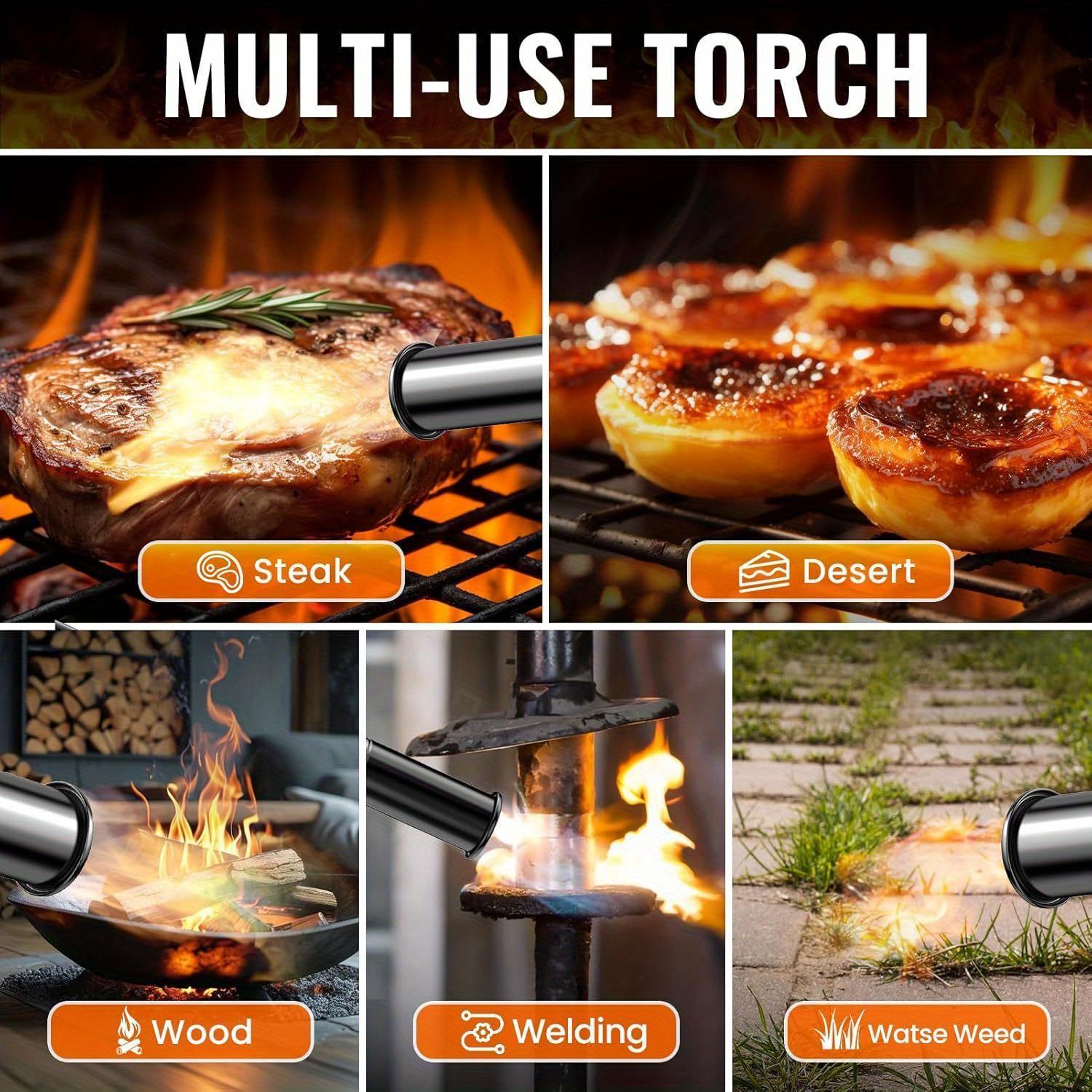 Powerful Kitchen Propane L8010, Sous Vide, Campfire Starter, Wood Burner for Searing Steak, BBQ, Welding(Black, Grey) Propane Tank Not Included adjustable torch