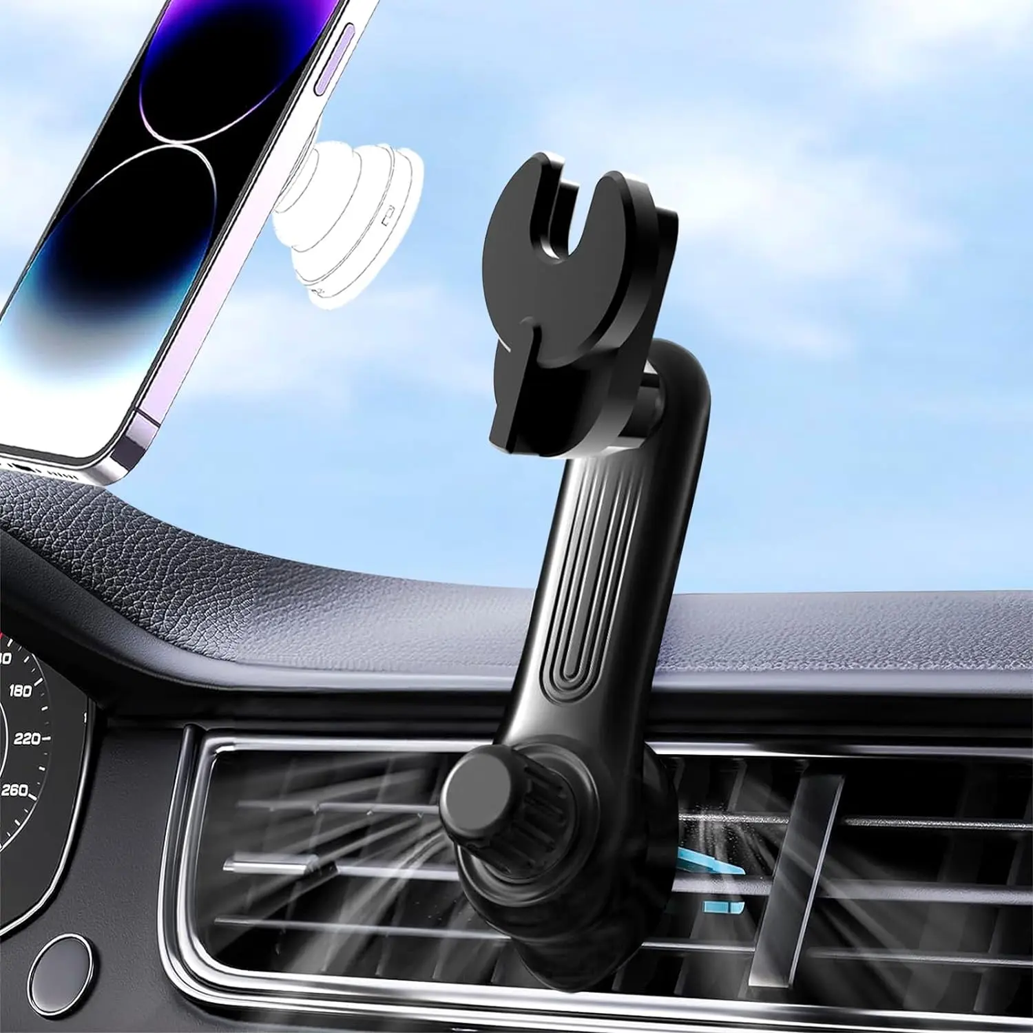 Phone Holder for Socket Mount, Air Vent  Phone Holder for Pop Grip [Never Blocking] AC Vent Clip Phone Mount 360° Adjustable Works with Popsocket  Mount for    Smartphones