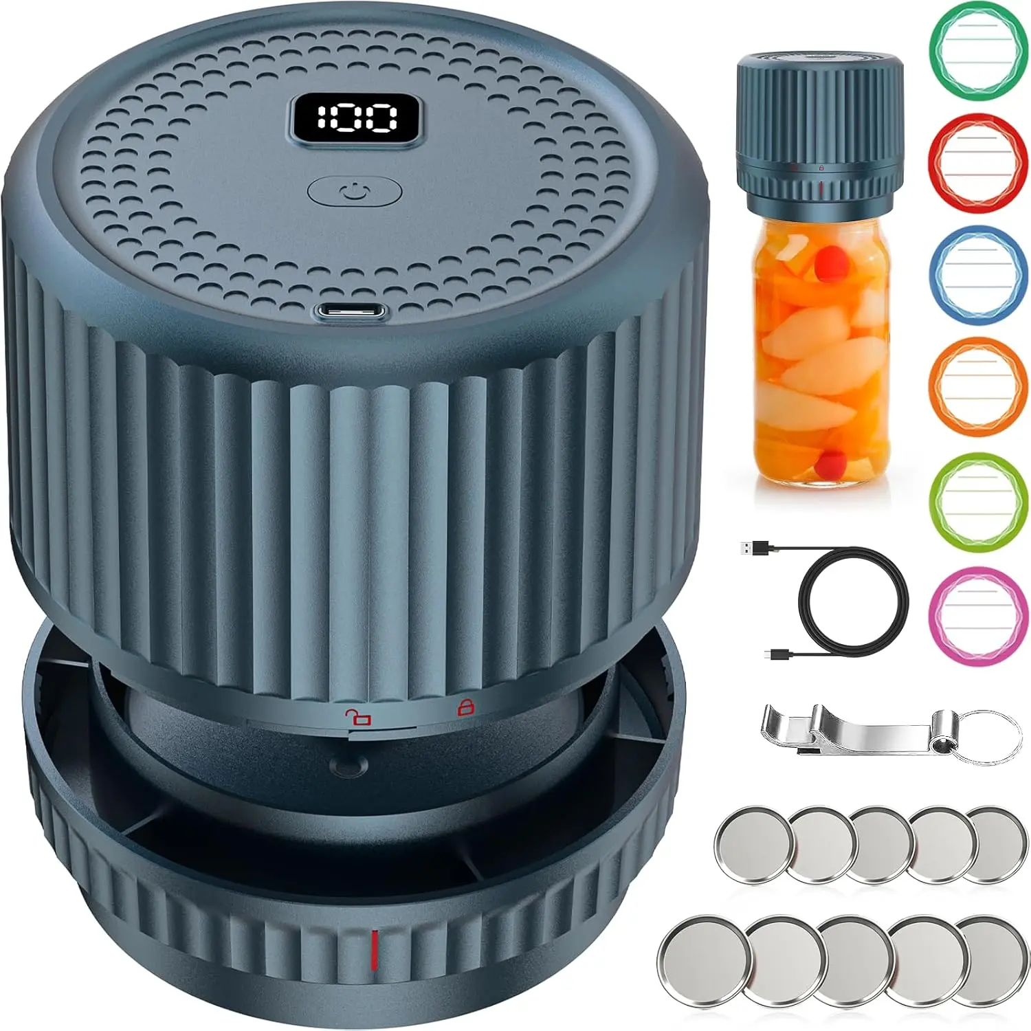 Auto Stop Electric Mason Jar Vacuum Sealer - 2026 Upgrade Smart Vacuum Sealer for Wide and Regular Mason Jars 2500mAh Portable Sealer Machine Kit