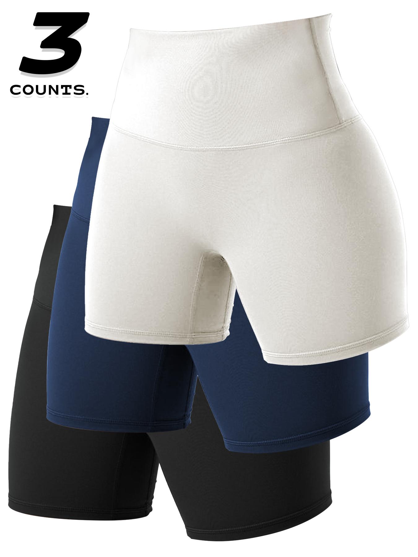 Women's Solid High Waist Gym Shorts, Athletic Yoga Shorts, Casual Comfy Breathable Skinny Shorts for Yoga Gym Workout Running, Ladies Sportswear for All Seasons, Summer Sports Shorts