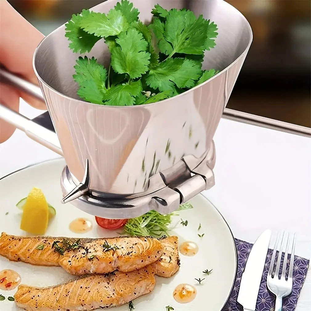 Durable Stainless Steel Manual Herb Chopper, Lightweight Multi-Functional Hand Spice Mill, Ideal for Home Kitchen Cooking