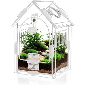 Jumping Spider Enclosure - Internal Dimensions 3.15"x3.15"x5.6" Acrylic Terrarium Kit for Tarantulas/Mantis/Reptiles with Magnetic Door, Ventilation & Easy Assembly