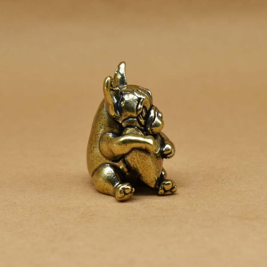 Brass Pug Statue Holding a Heart — A Fun, Trendy Puppy Tea Pet and Living Room Ornament