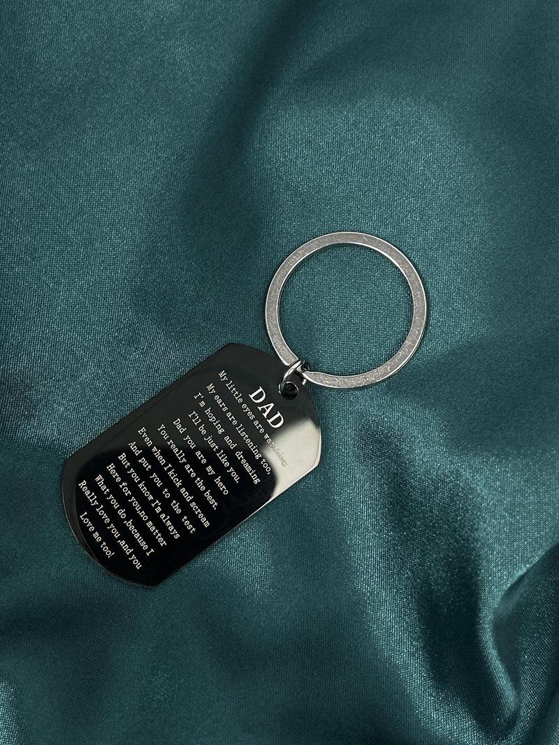 Letter Pattern Slogan Metal Keychain Personalized Heart Tag for Men & Women, Round Shaped Stainless Steel Key Holder & Key Fob for Car Key, Accessories As Xmas Gift