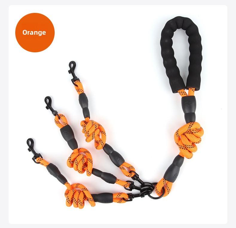 3-in-1 Reflective Dog Leash for Medium Large Dogs, Heavy Duty 3 Way No Tangle Multiple Dog Leash with 360° Swivel Clips, Comfortable Anti-Slip Padded Handle, Detachable Flexible Combination Pet Walking Lead, High Visibility Reflective Safety Dog Leash for