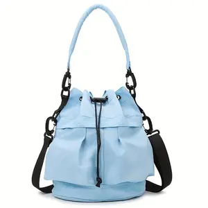 [Nylon Crossbody Bag] Women's Casual Nylon Crossbody Bag - Multi-Functional Large Capacity Shoulder Bag with Drawstring - Handbag for Daily Commute And Phone Storage