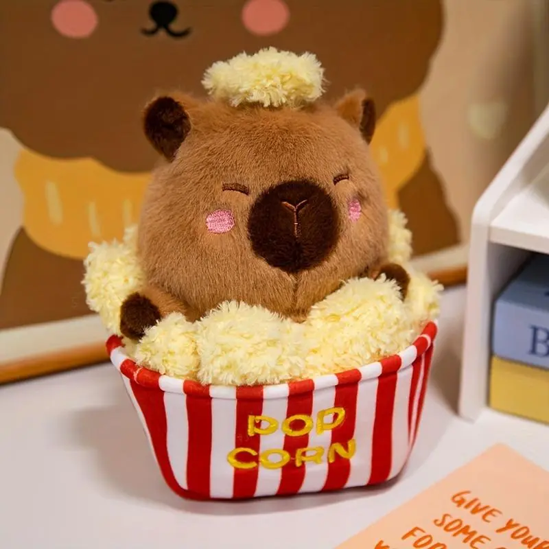1pc Small Popcorn-Hiding Capybara Plush Doll, Novelty Toy for Children, Birthday Gift