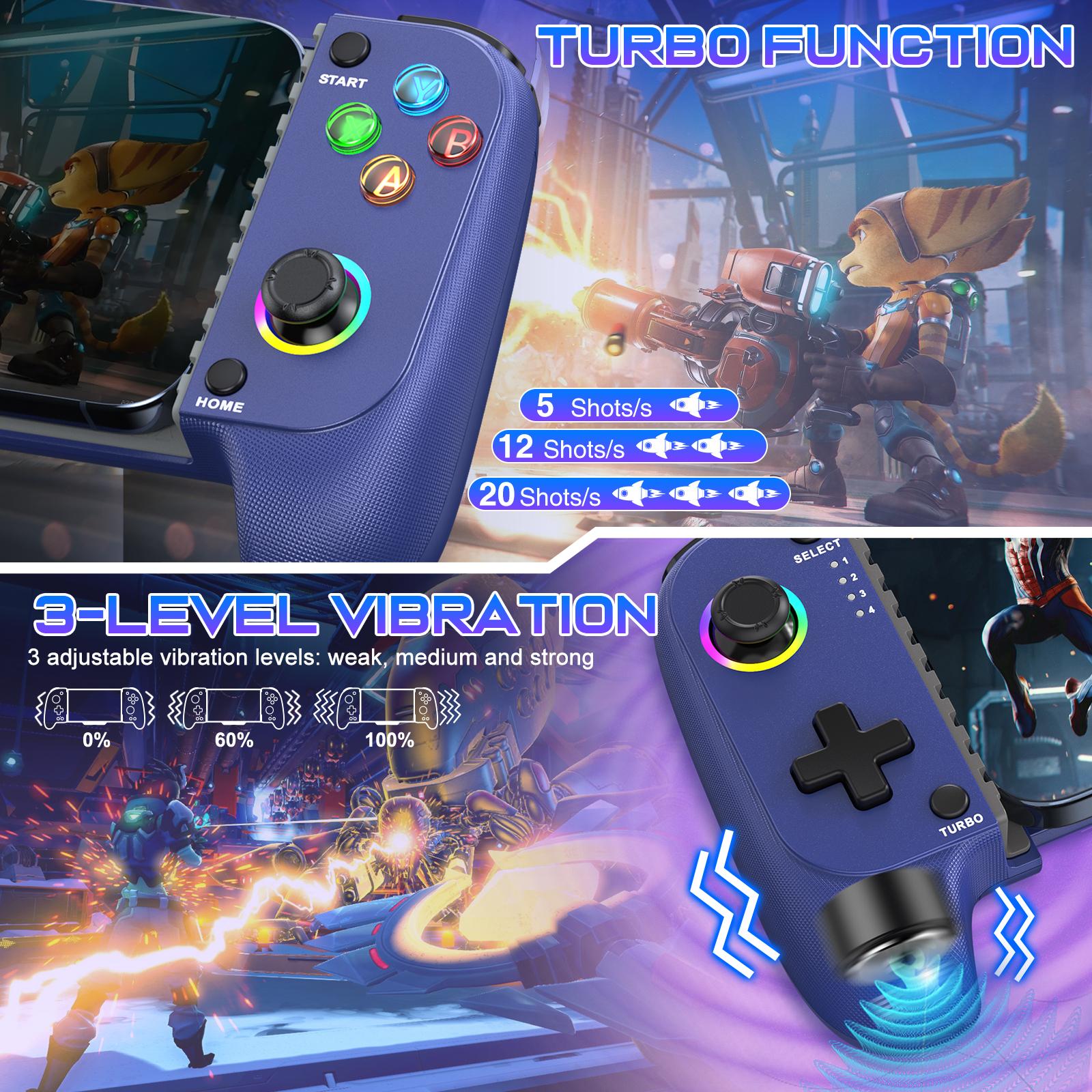 Cellphone Gamepad Wireless Game Controller with Hall Effect Joystick for iPhone/Android Mobile Phone Cloud Gaming