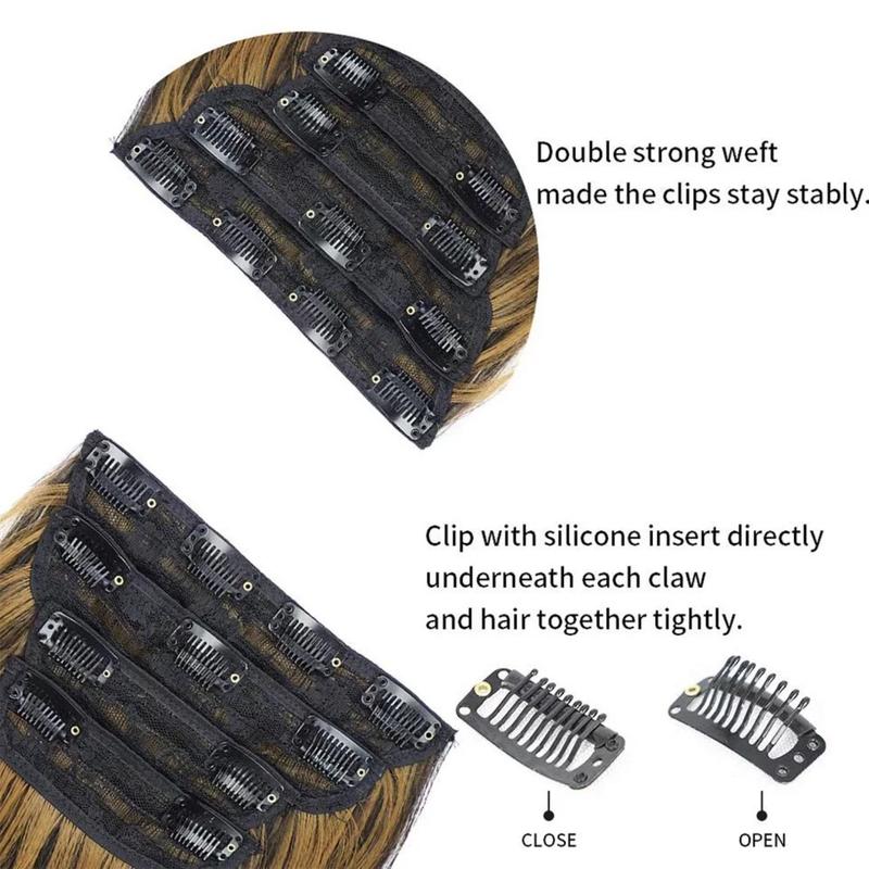 Beauty 6 Pcs 22 Inch Clip in Hair Extensions Wig Pieces for Women Natural Brown Mix Blonde Extensions 13-clip Hair Extension Sheet High-temperature Silk Chemical Fiber Water Wave Sheet Heavy-duty Mesh Hairpieces Hair Extensions Clip for Christmas Gift
