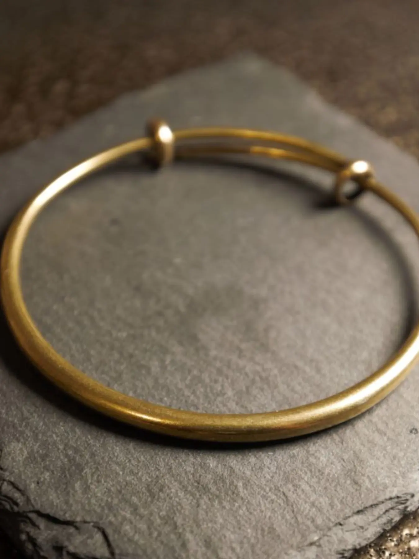 Minimalist Vintage Brass Bangle, Adjustable Smooth Cuff, Casual Animal Pattern, All Seasons Jewelry, Dainty Layering Essential, Stacking Bangles