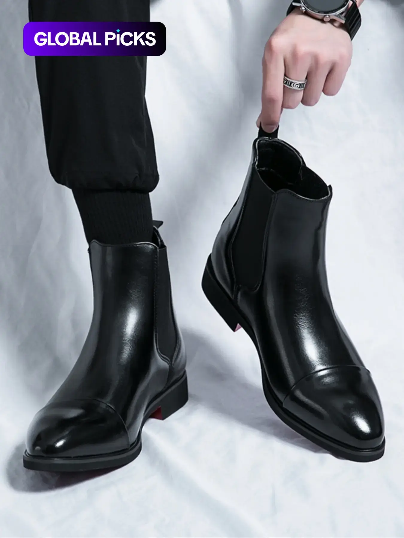 Work Boots for Men, Fashionable Solid Color Chelsea Boots, Kitten Heel Boots, Casual Ankle Boots, Slip On Boots, Comfortable Breathable Boots for Daily Wear, Fashion Shoes for Party, Daily Clothing Decor