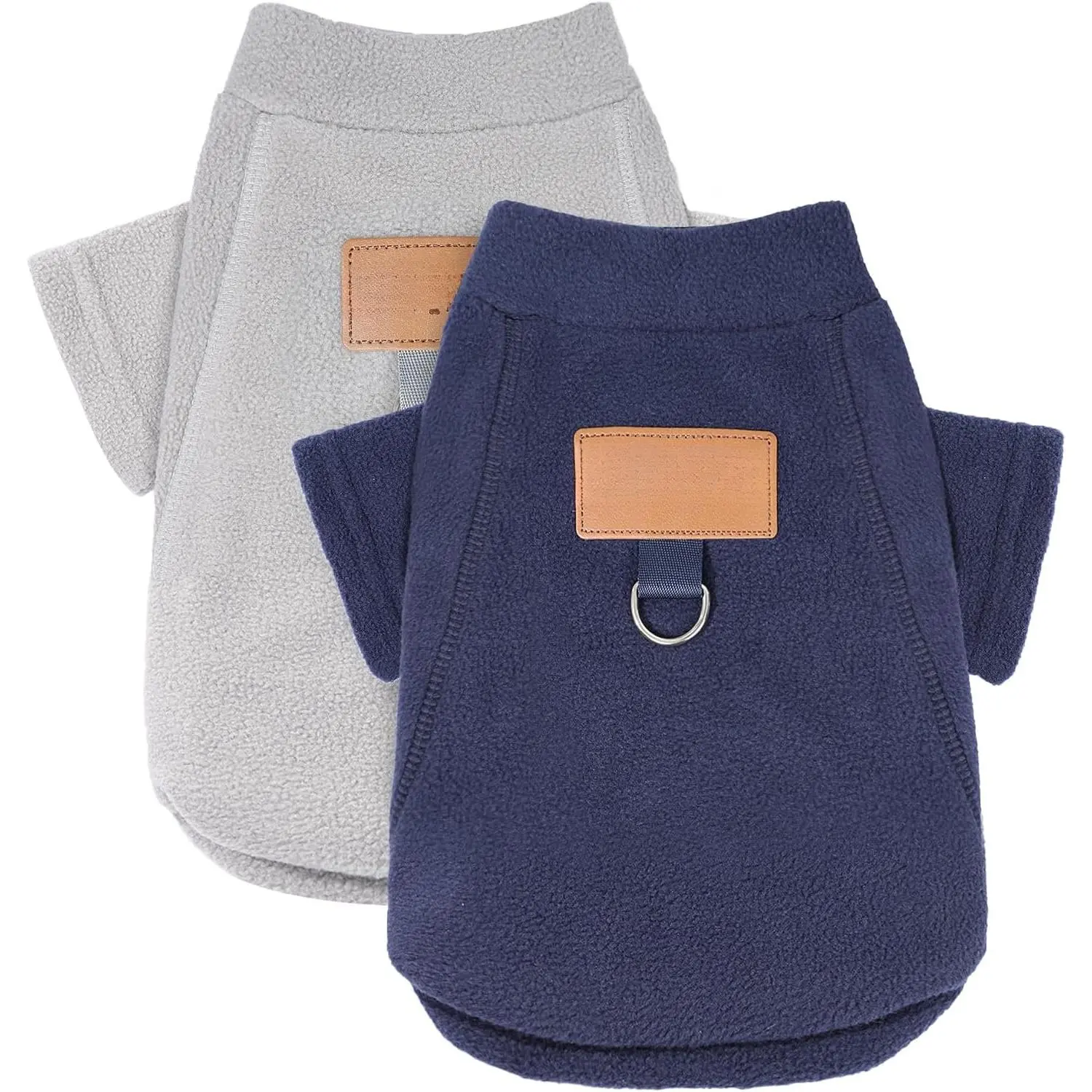 2 Pack  Sweaters for Small Dogs Warm Fleece  Sweatshirt with Leash Ring  Puppy Swearer Coat Apparel Outfit Winter Clothes for Chihuahua, Yorkie, Bulldog, Dachshund Cats XXS, Grey