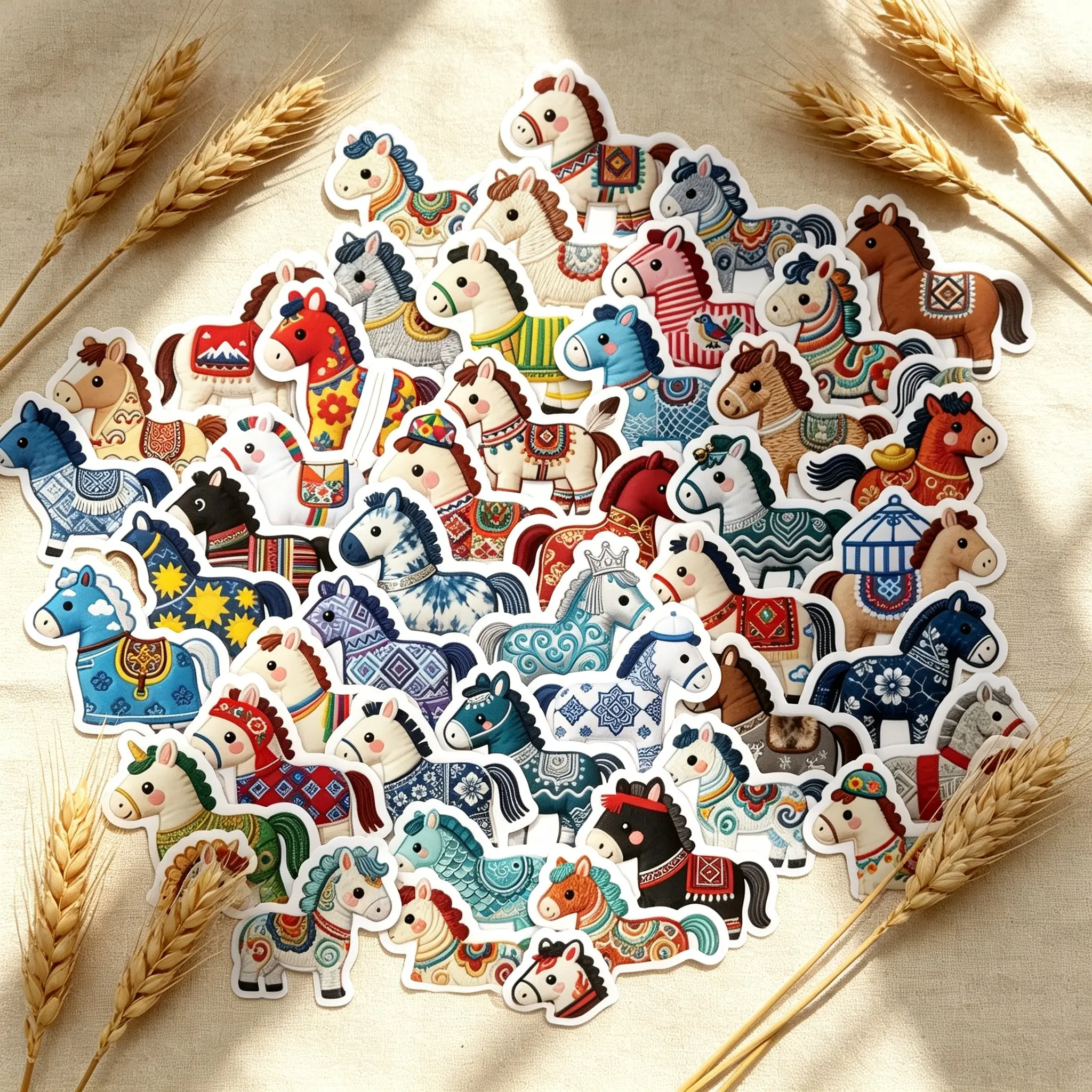 100pcs Horse Doll Stickers, Cute Year of the Horse Creative Chinese Style Decorative Stickers, Personalized Hand Account Stickers