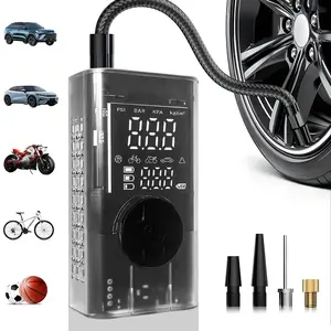 Portable cordless car air pump, multi-mode digital display air pump, automatic shut-off air pump, with LED light and USB charging, suitable for vehicles, bicycles, balls, universal compressor, shipped from local warehouse