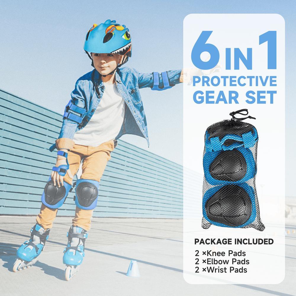 Kids Protective Gear Set, 6 Counts/set Knee Elbow Wrist Guard, Sports Protective Gear for Scooter Skateboard Balance Bike Children Cycling