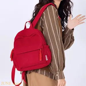 Fashion Corduroy Backpack for Women, Adjustable Shoulder Straps Casual Daypack, Two-Way Zipper Multi-Pocket School Bag, Lightweight Versatile Travel Backpack in Multiple Colors, Perfect for Daily Commute, School & Casual Use,summerwins