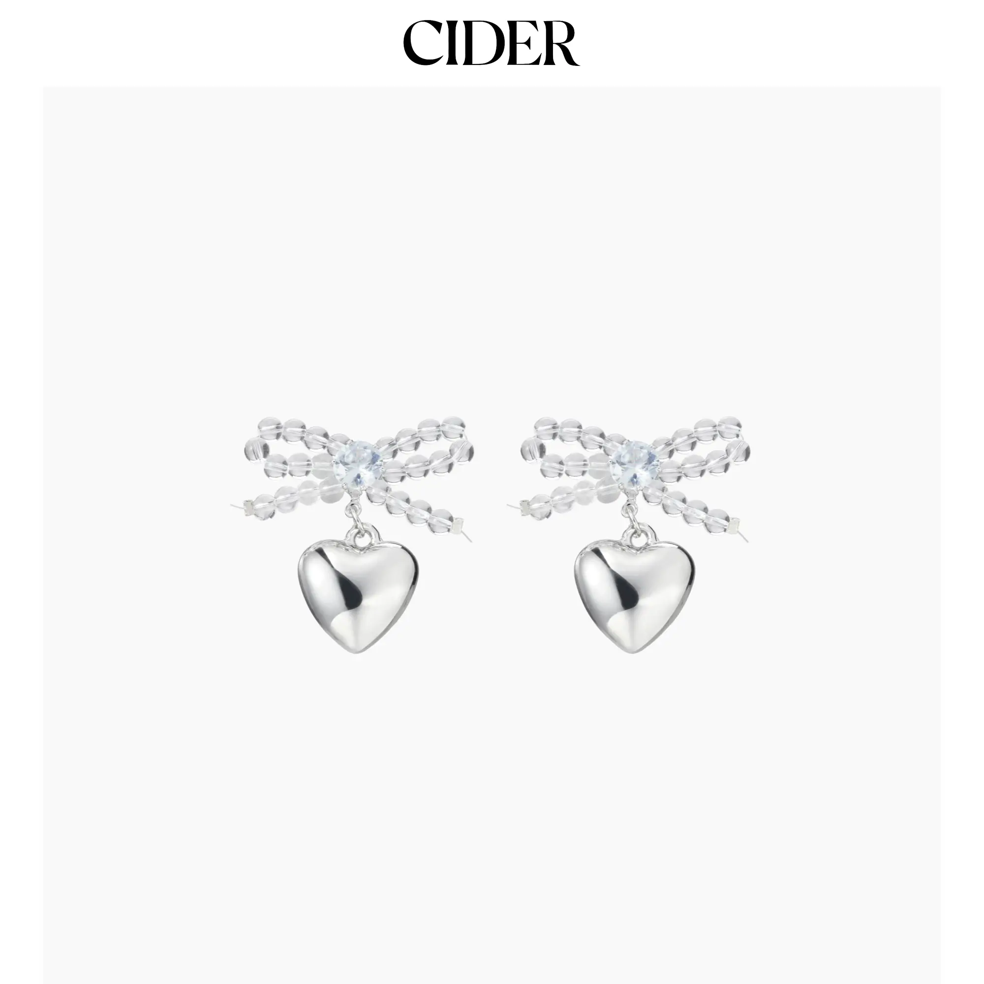 Cider BEADED BOWKNOT & Heart Drop Earrings in Two Colors, One Size - Simple Design with Heart-Shaped Beads