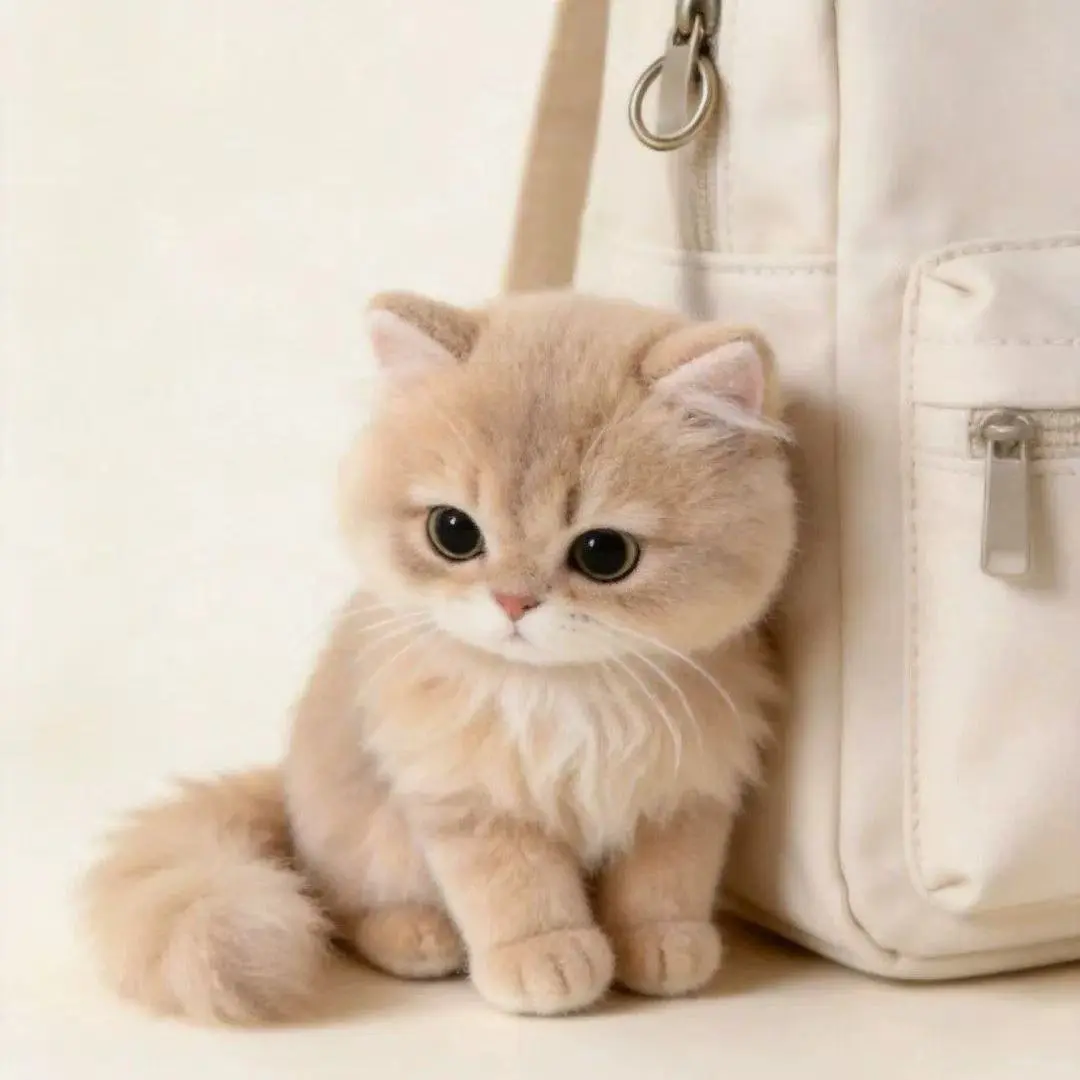 Golden-Silver Shaded British Shorthair Fluffy Kitten Plush Keyring - Cat Memorial Keepsake, Daily Use Accessory, Ideal Holiday Gift with Fluffy Look, Golden Shade Design, Kitten Form